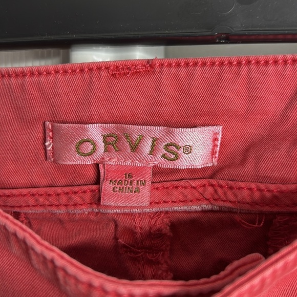 Orvis Red Pink Salmon Casual Shorts Pockets 16 - Picture 2 of 5